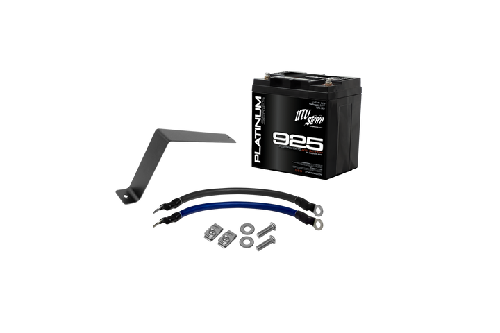 UTV Stereo 925 AGM battery with mounting bracket and cable kit