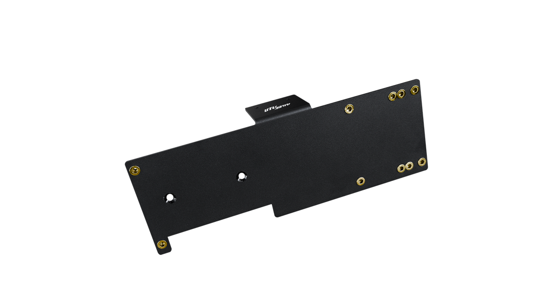 Black UTV Stereo metal mounting bracket with gold hardware