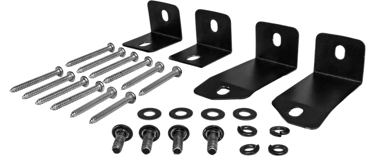 UTV Stereo mounting hardware kit with black L brackets screws and washers