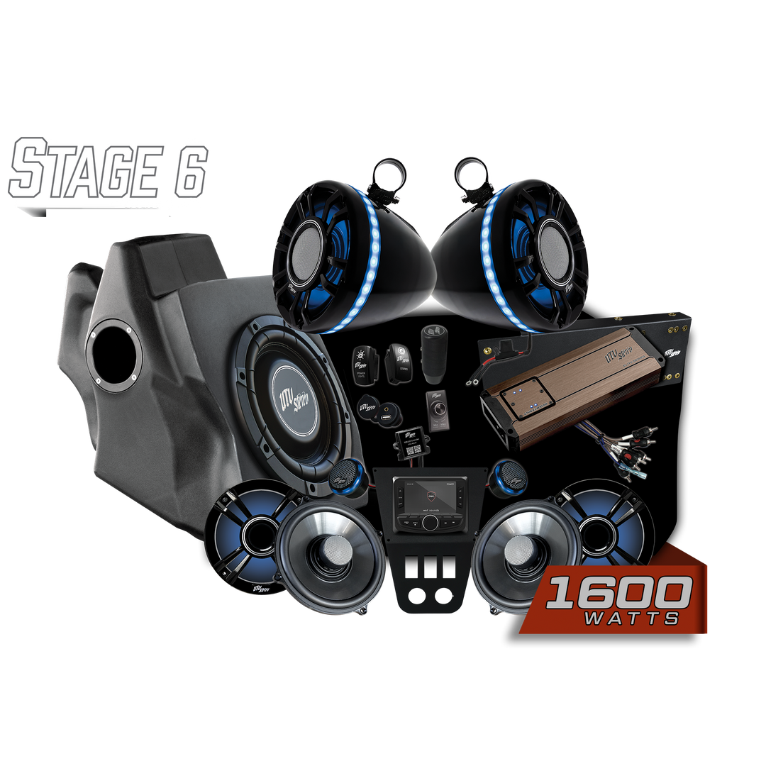 UTV Stereo Stage 6 audio system bundle with speakers subwoofer amplifier and head unit