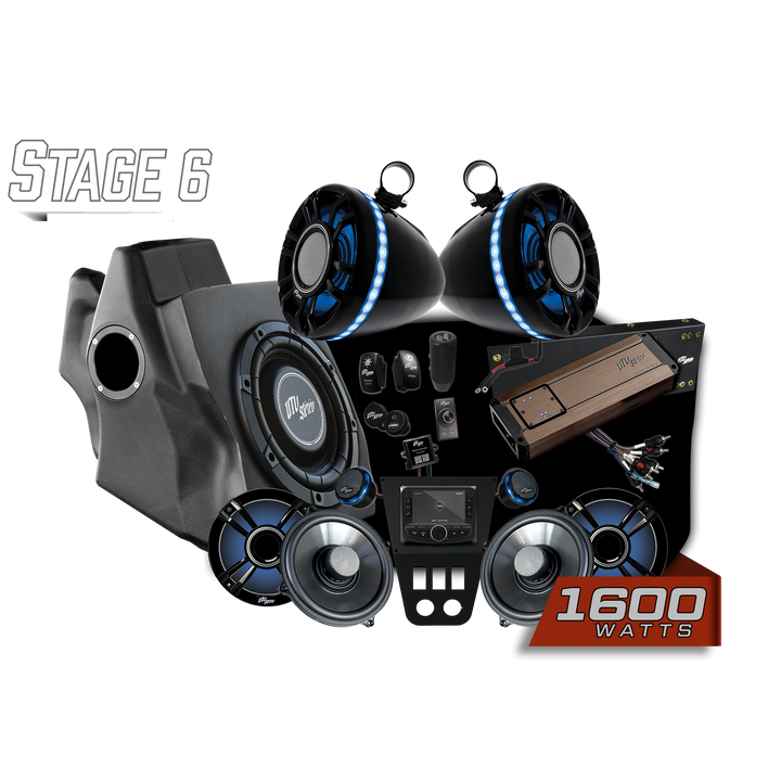 UTV Stereo Stage 6 audio system bundle with speakers subwoofer amplifier and head unit
