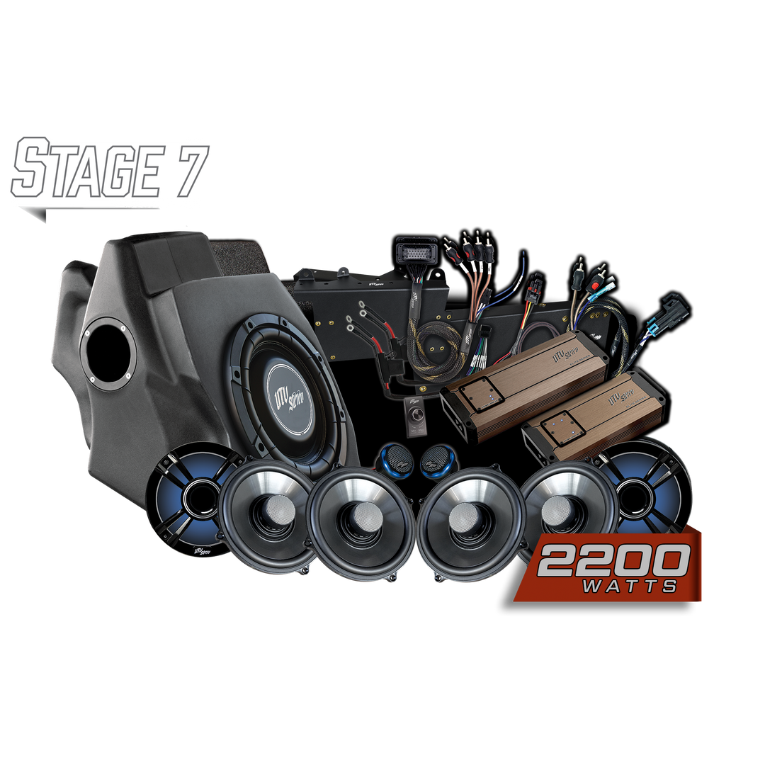 UTV Stereo Stage 7 audio system kit with subwoofer enclosure amplifiers and speakers