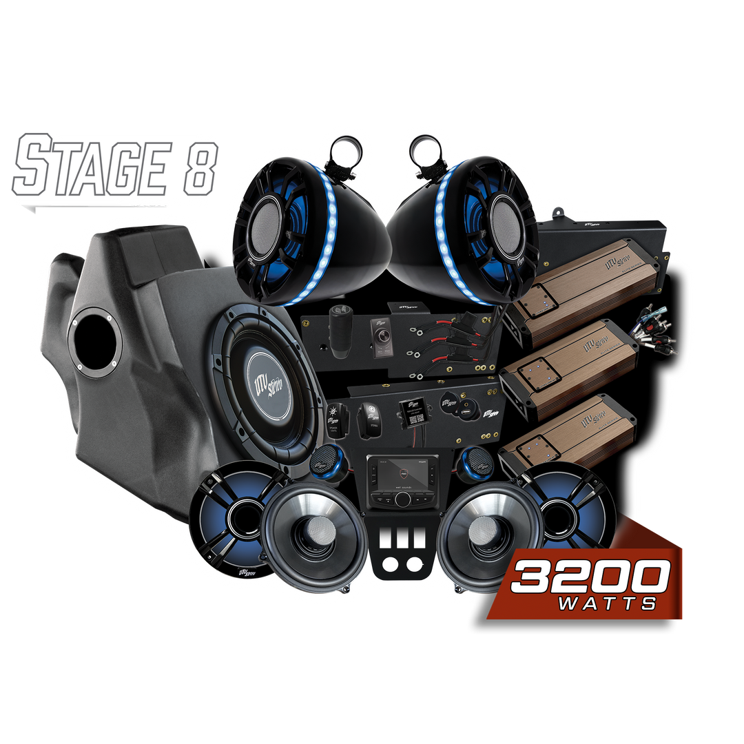 UTV Stereo Stage 8 audio system kit with speakers amplifiers subwoofer and head unit