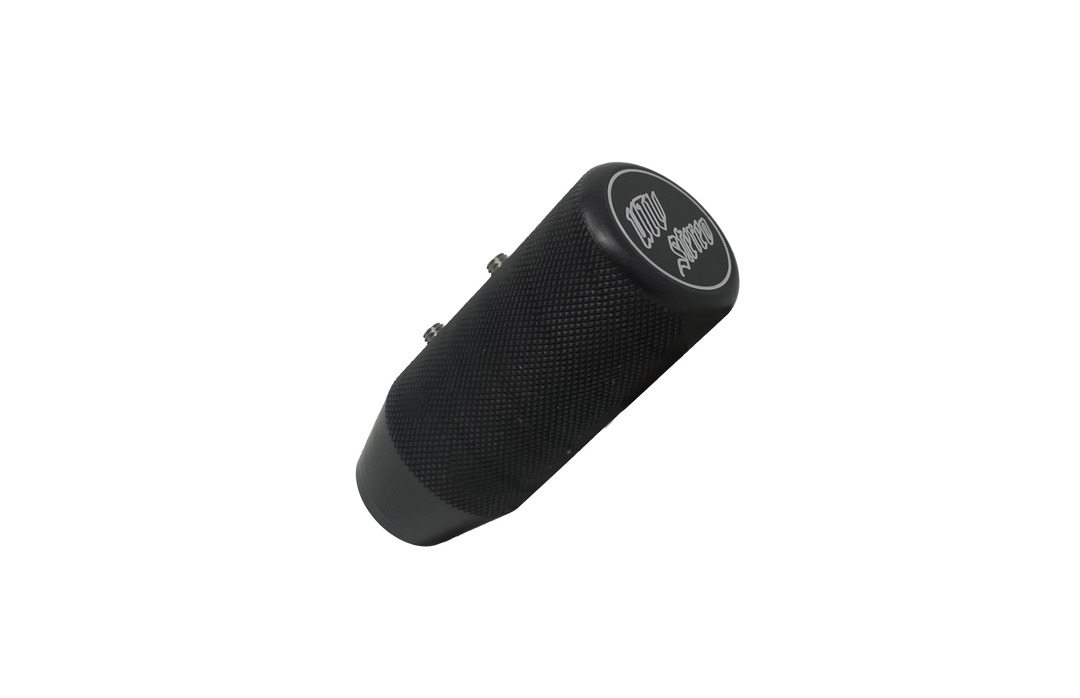 Black knurled metal shift knob with MW Stereo logo