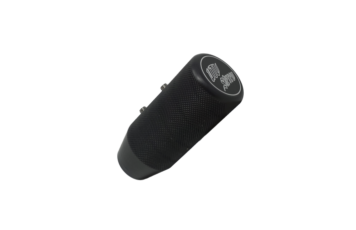 Black knurled metal shift knob with MW Stereo logo
