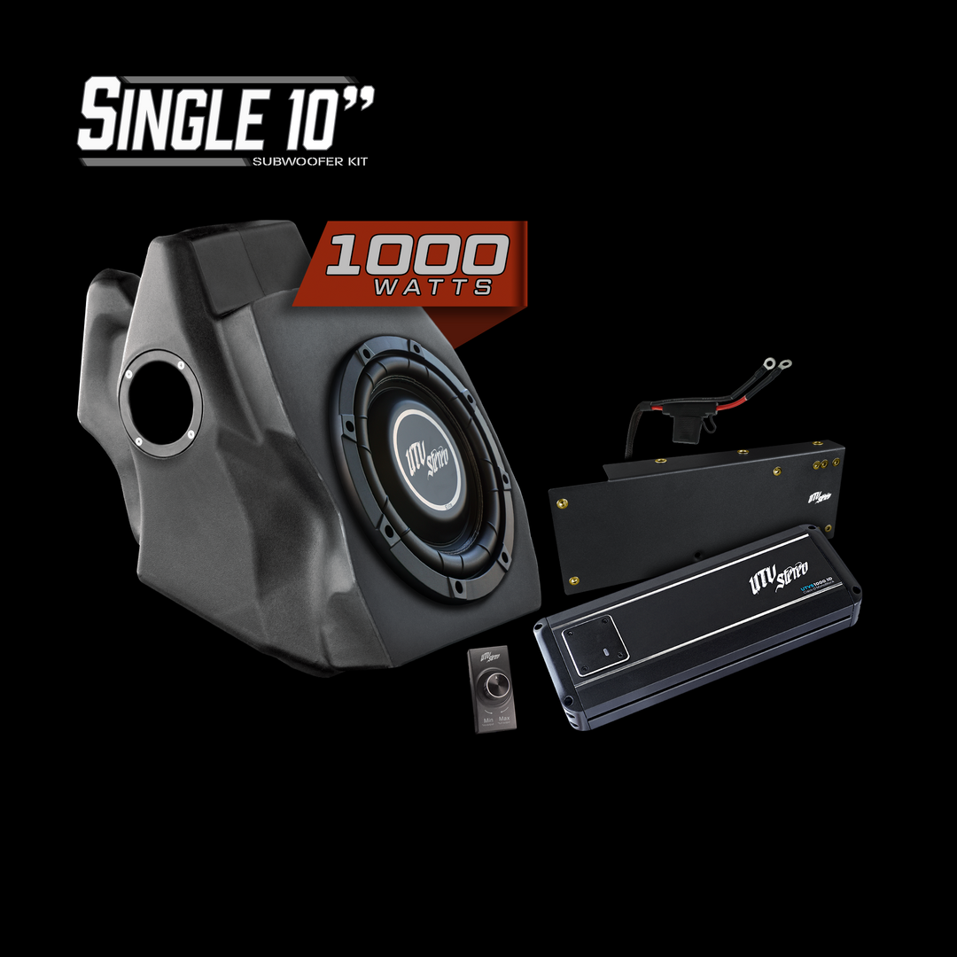 UTV Stereo single 10 inch subwoofer kit with 1000 watt amplifier and bass controller