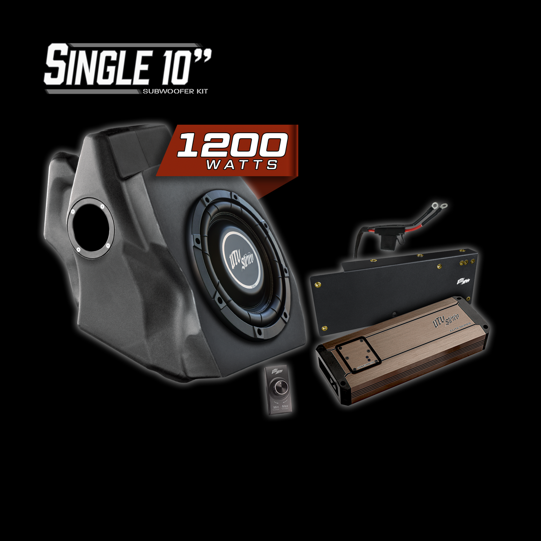 UTV Stereo 1200 watt single 10 inch subwoofer kit with amplifier and bass controller