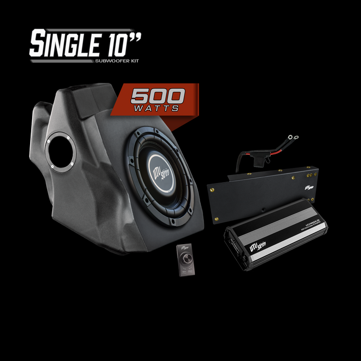 UTV Stereo 500 watt single 10 inch subwoofer kit with amplifier and bass controller