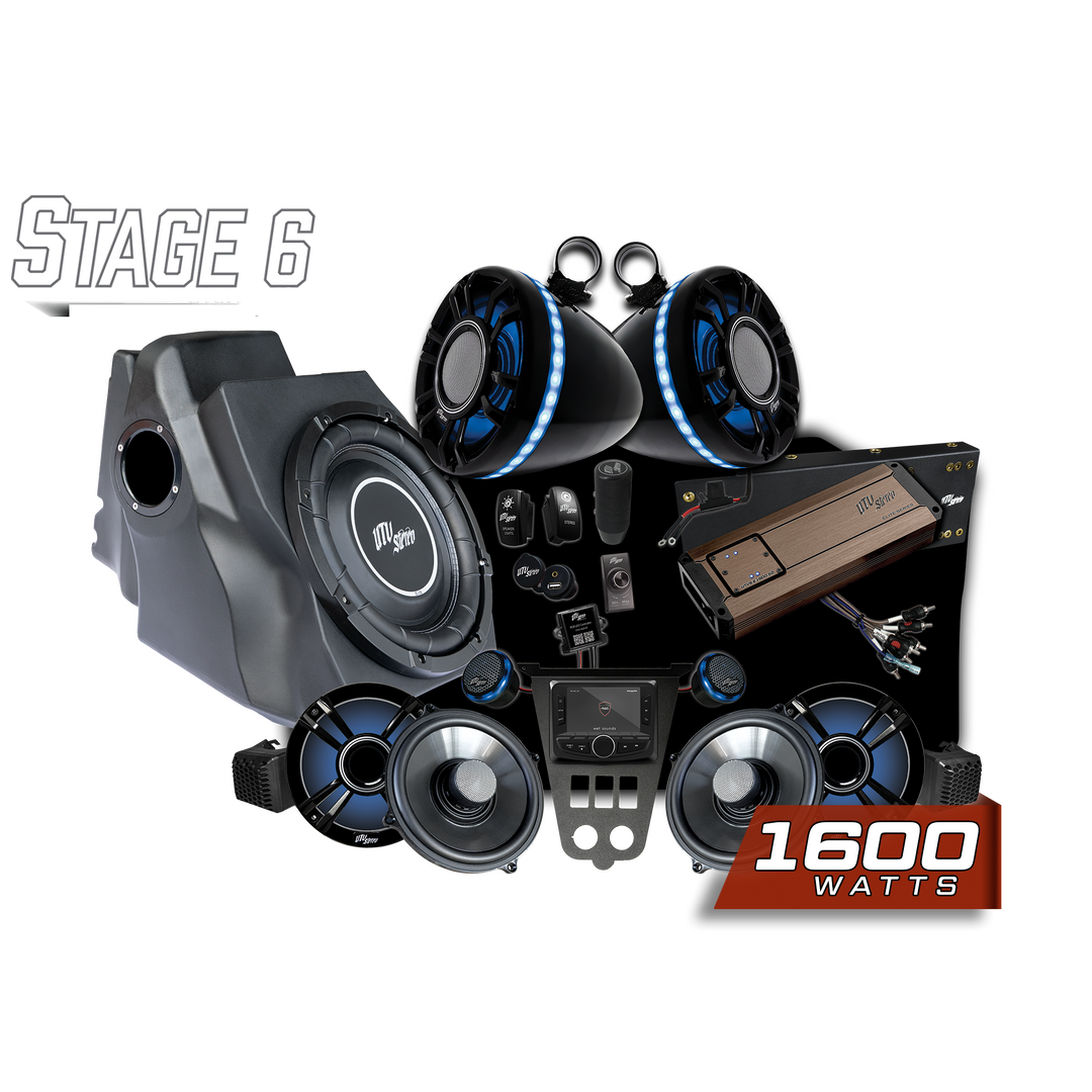 UTV Stereo Stage 6 audio system kit with speakers subwoofer amplifier and head unit