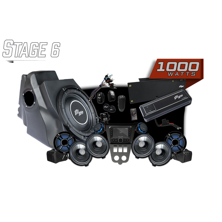UTV Stereo Stage 6 audio system with 1000 watt amplifier subwoofer speakers and head unit
