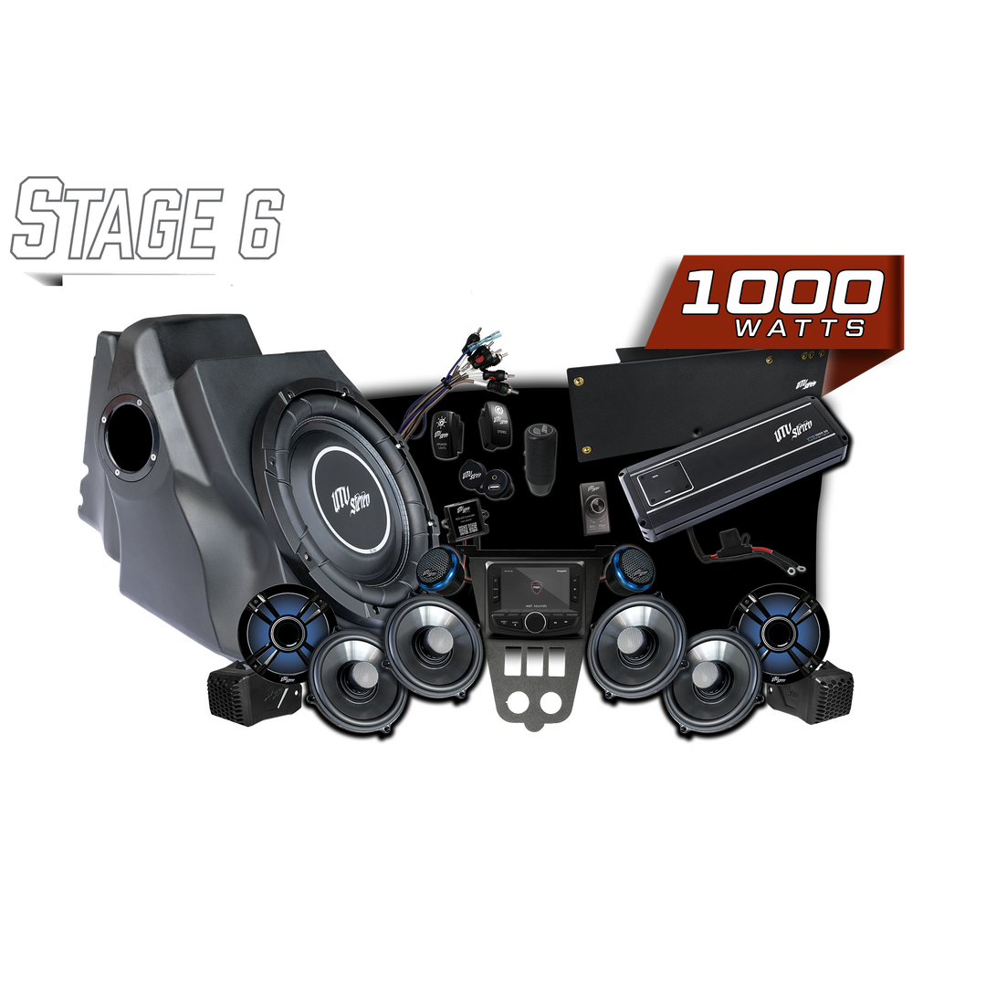 UTV Stereo Stage 6 1000 watt audio system kit with speakers subwoofer amplifier and head unit