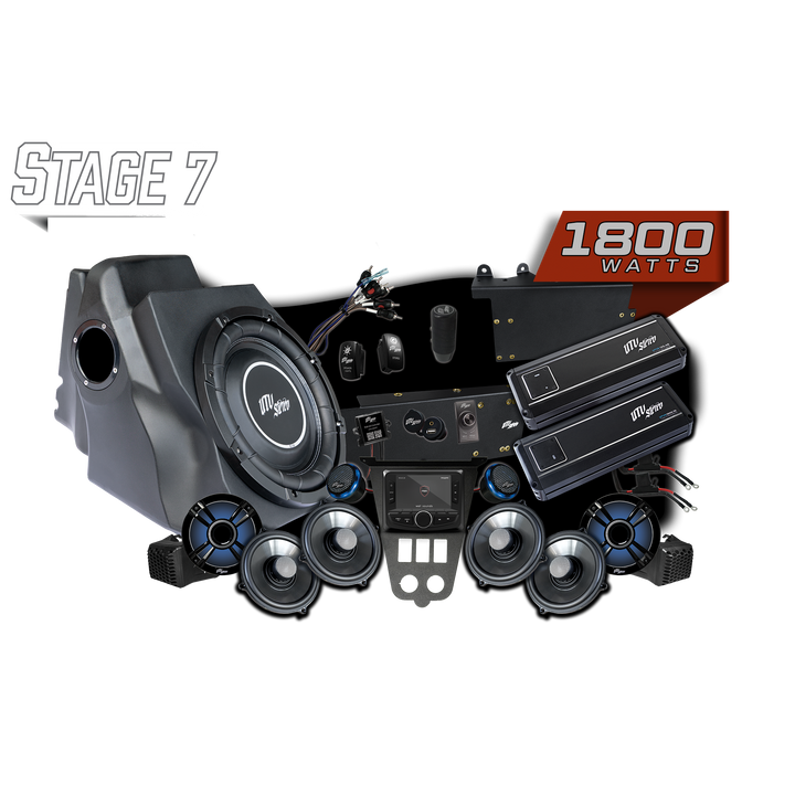 UTV Stereo Stage 7 1800 watt audio system kit with speakers amplifiers and head unit