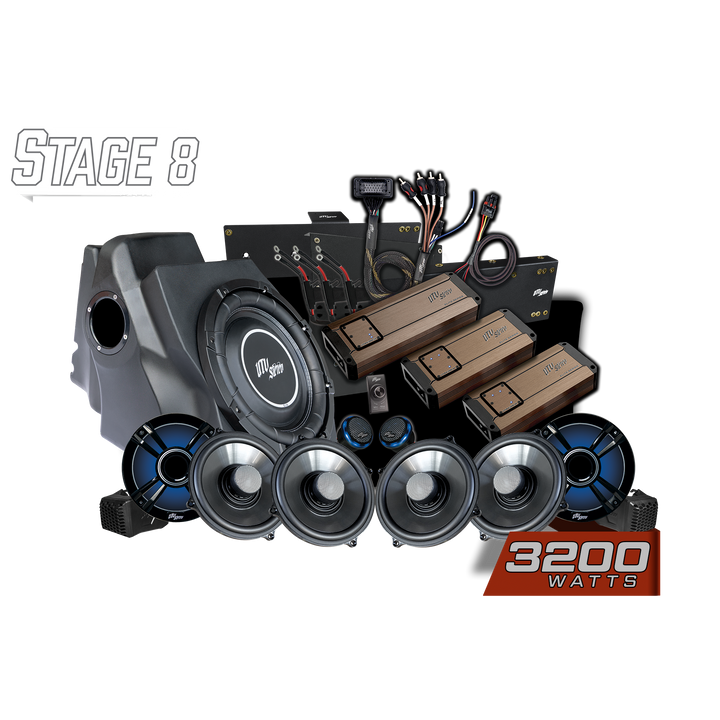 UTV Stereo Stage 8 audio system kit with subwoofer enclosure amplifiers and speakers
