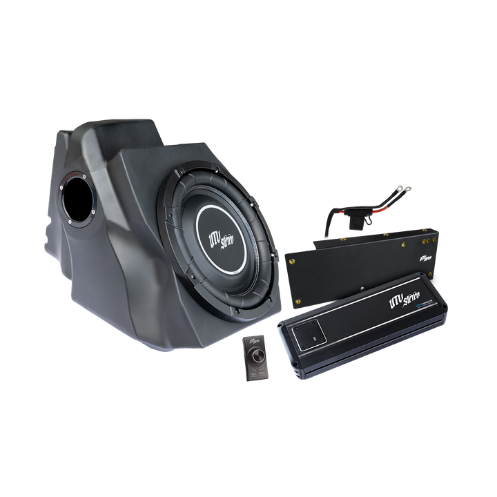 UTV Stereo subwoofer enclosure with amplifier and bass controller
