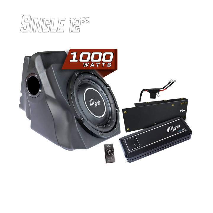 UTV Stereo 1000 watt single 12 inch subwoofer enclosure with amplifier and bass controller