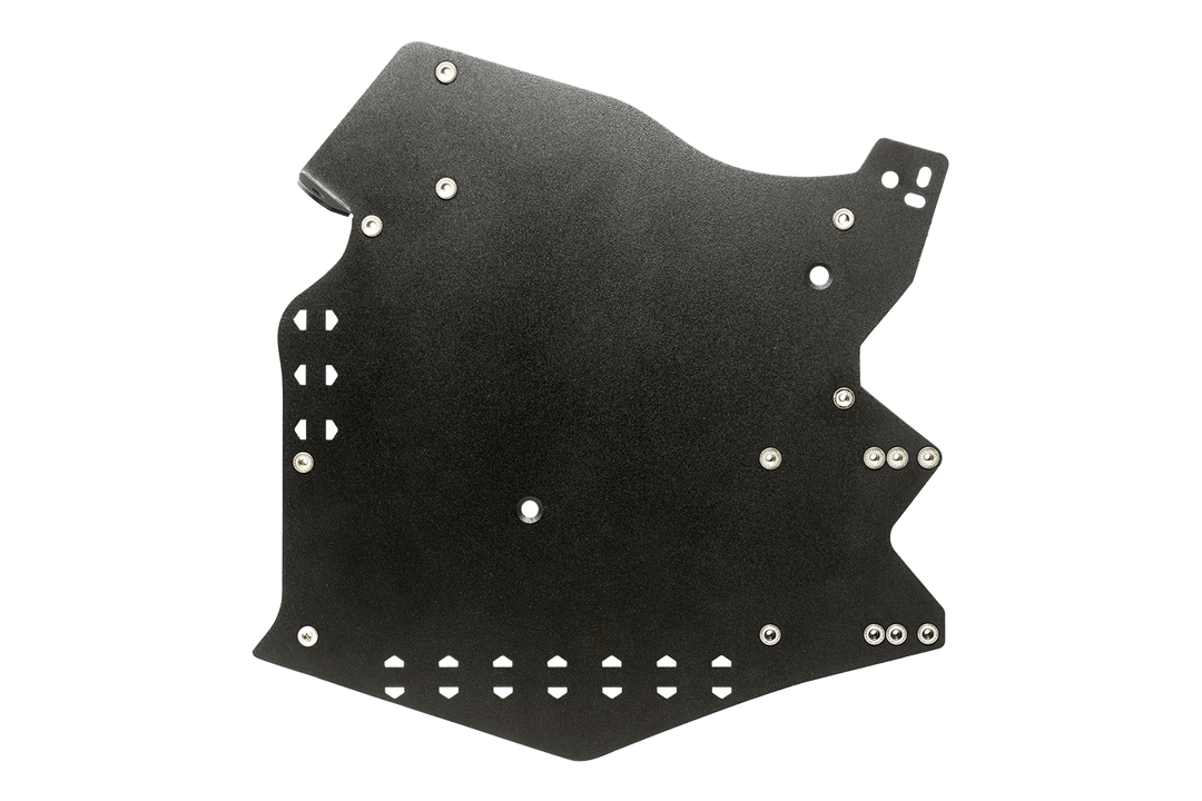 Black UTV Stereo metal mounting bracket with predrilled holes