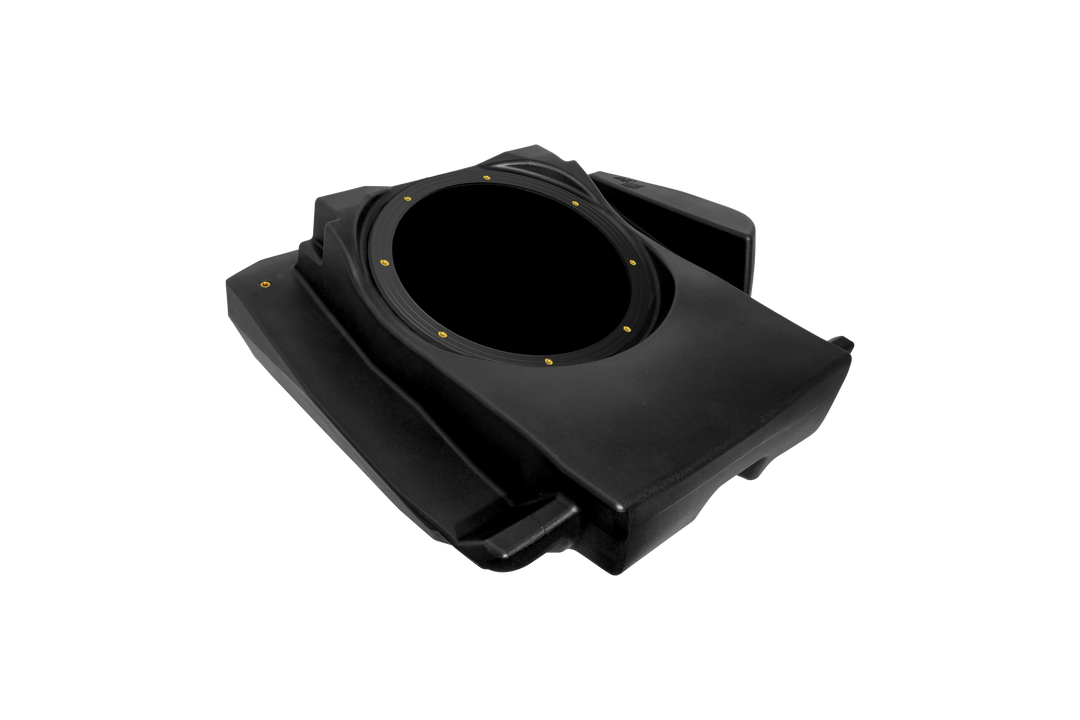 UTV Stereo black subwoofer enclosure with circular speaker mount