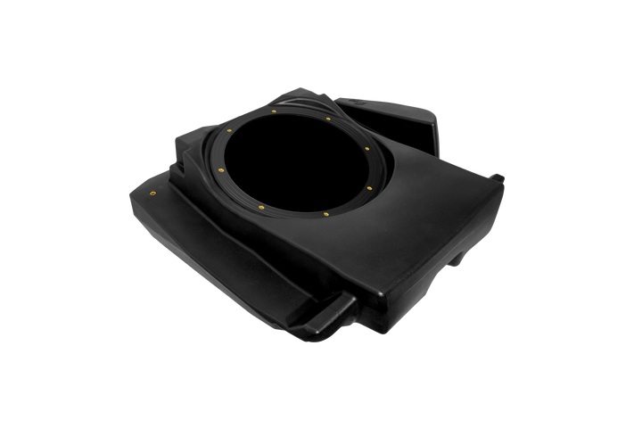 UTV Stereo black subwoofer enclosure with circular speaker mount