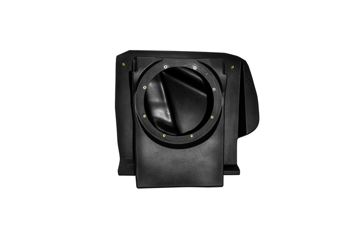 UTV Stereo black plastic subwoofer enclosure with circular speaker mount