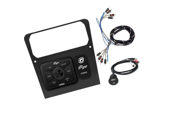 UTV Stereo dash kit with controller and wiring harness