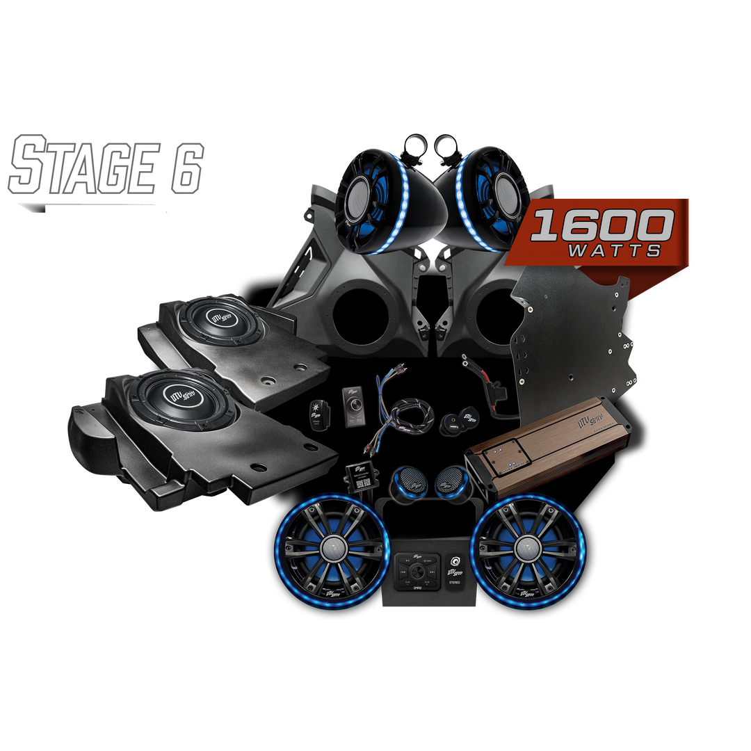 UTV Stereo Stage 6 audio system kit with speakers, amplifier, and subwoofers