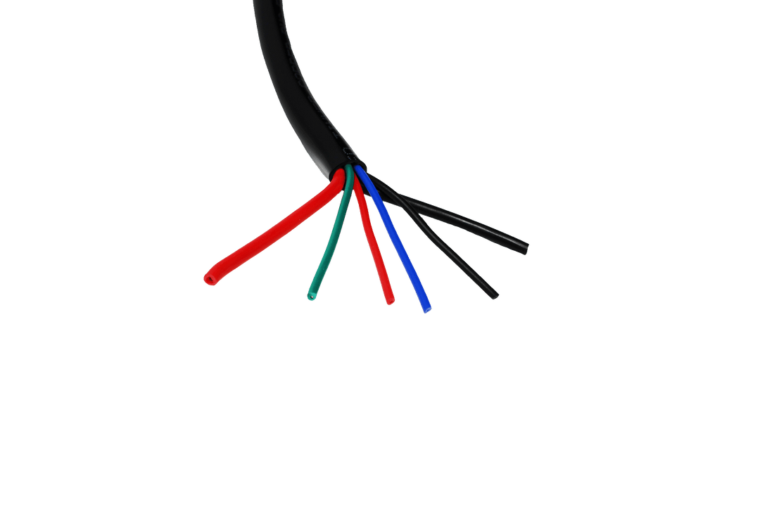 UTV Stereo multi-colored wire harness with exposed red green blue and black wires