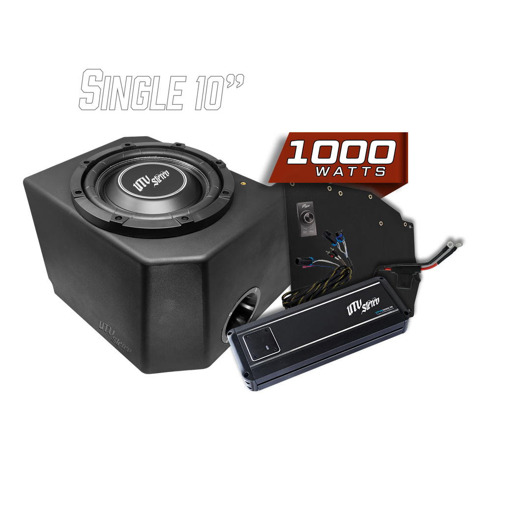 UTV Stereo 10 inch subwoofer enclosure with 1000 watt amplifier and wiring kit