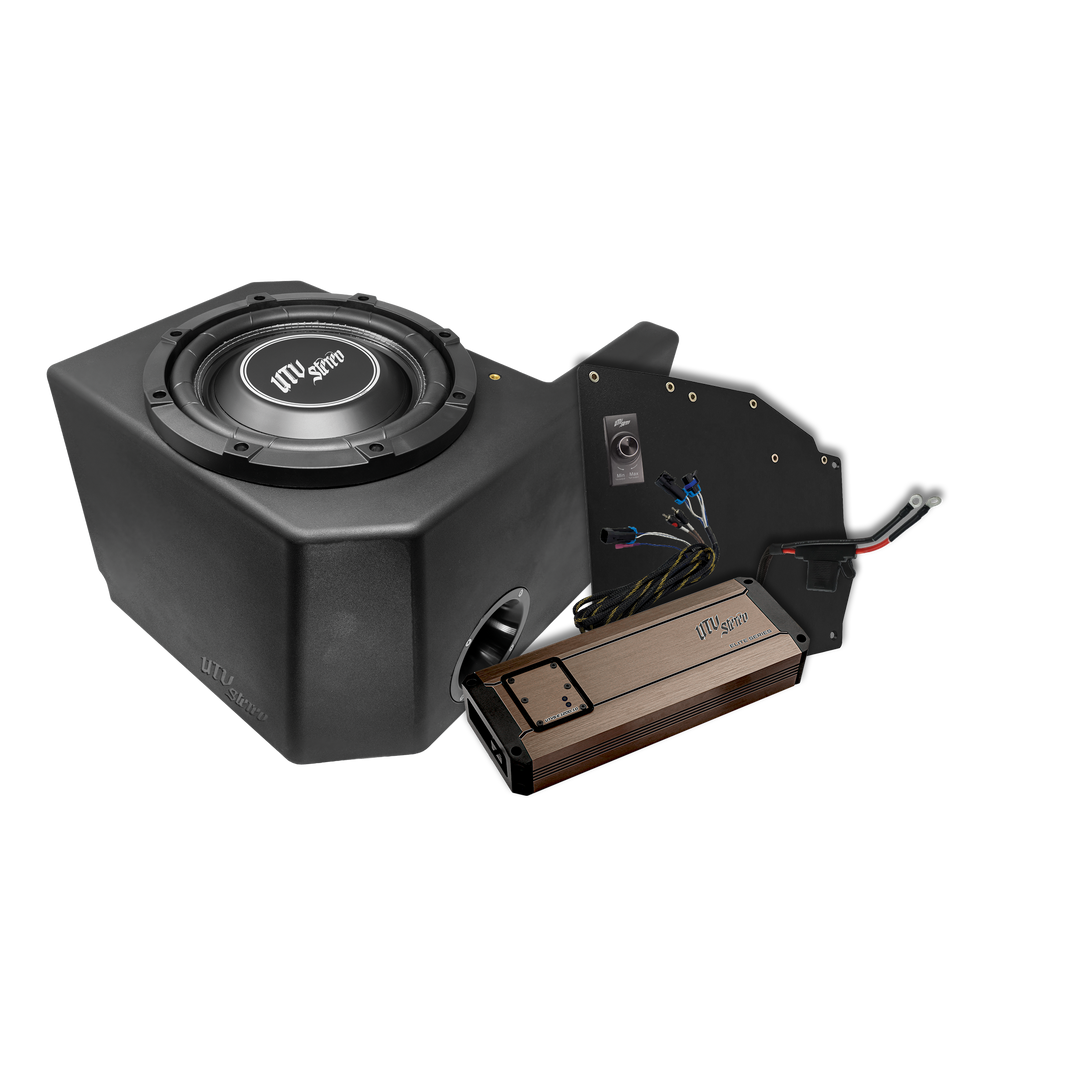 UTV Stereo subwoofer enclosure with Elite Series amplifier and wiring harness