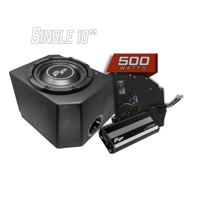 UTV Stereo 10 inch subwoofer enclosure kit with 500 watt amplifier and wiring
