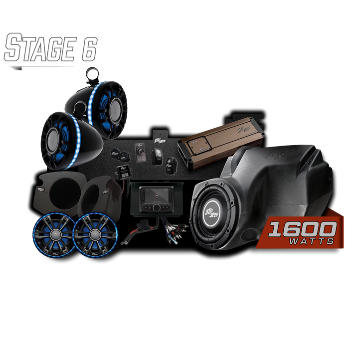 UTV Stereo Stage 6 1600 watt audio system kit with speakers amplifier subwoofer and head unit