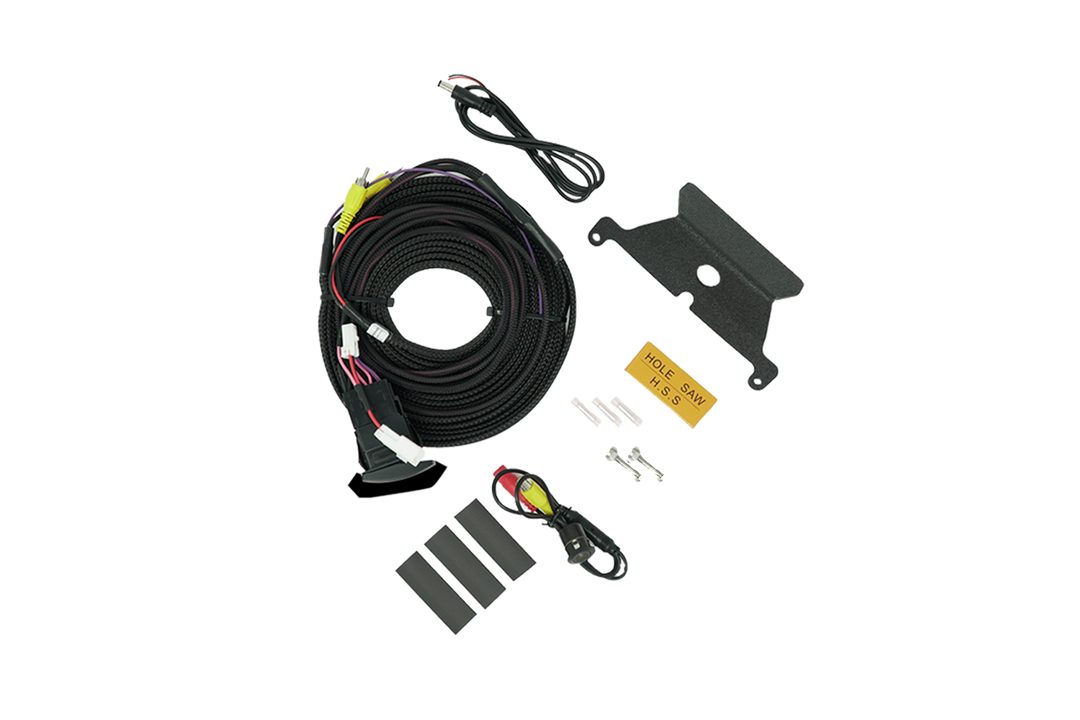 UTV Stereo camera wiring harness kit with mounting bracket and hardware
