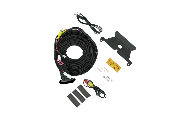 UTV Stereo camera wiring harness kit with mounting bracket and hardware