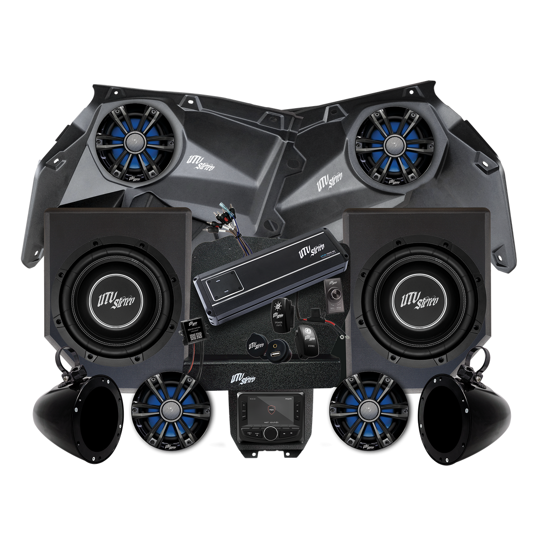 UTV Stereo audio system bundle with speakers subwoofers amplifier and head unit