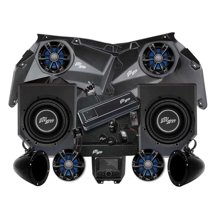 UTV Stereo audio system bundle with speakers subwoofers amplifier and head unit