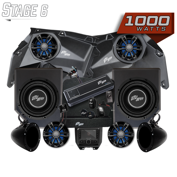 UTV Stereo Stage 6 1000 watt audio system kit with speakers subwoofers amplifier and head unit