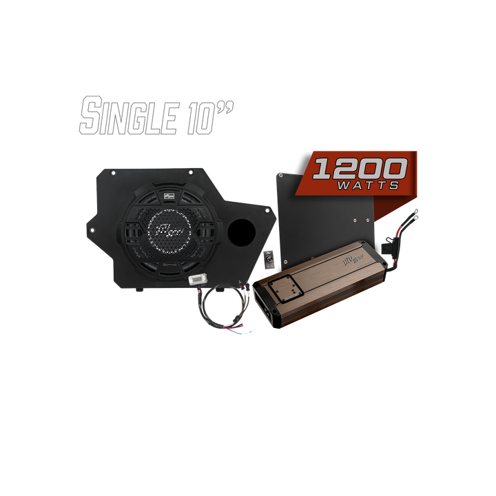 UTV Stereo 1200 watt single 10 inch subwoofer kit with amplifier and wiring