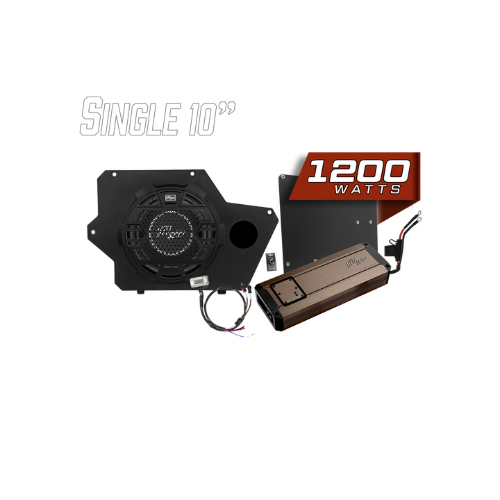 UTV Stereo single 10 inch subwoofer kit with 1200 watt amplifier and wiring