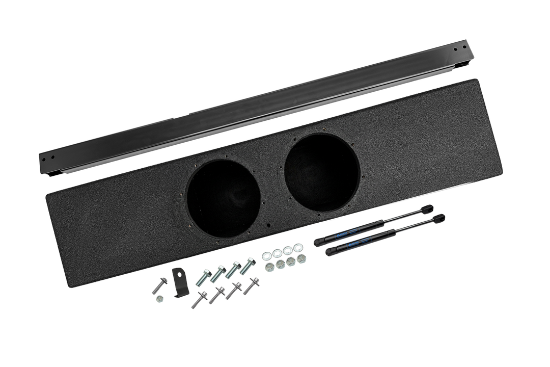 UTV Stereo dual speaker enclosure mounting bracket kit with hardware and gas struts