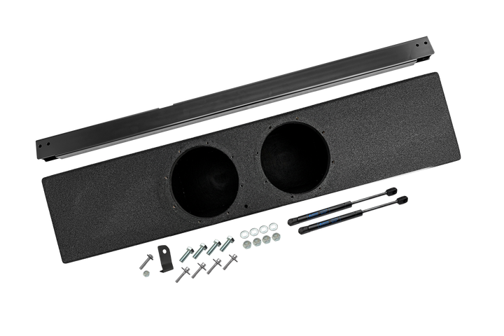 UTV Stereo dual speaker enclosure mounting bracket kit with hardware and gas struts