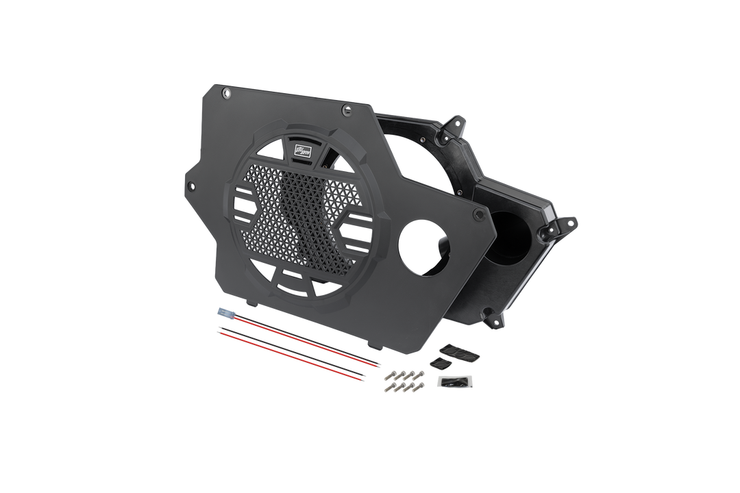 UTV Stereo speaker mounting panel with hardware and wiring