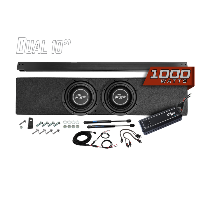 UTV Stereo dual 10 inch subwoofer enclosure kit with amplifier and mounting hardware