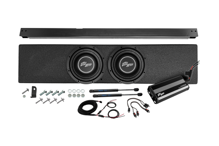 UTV Stereo dual subwoofer enclosure kit with amplifier and mounting hardware