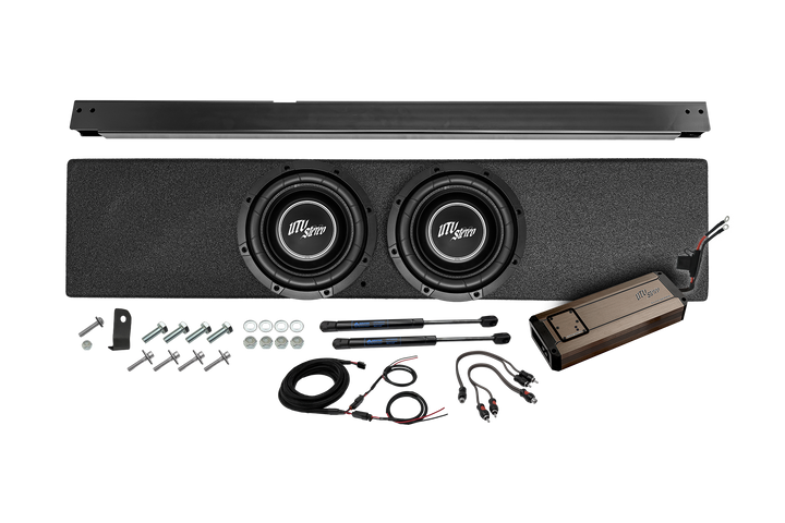 UTV Stereo dual subwoofer enclosure kit with amplifier and mounting hardware