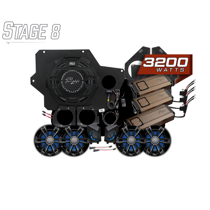 UTV Stereo Stage 8 audio system kit with speakers amplifiers and mounting hardware