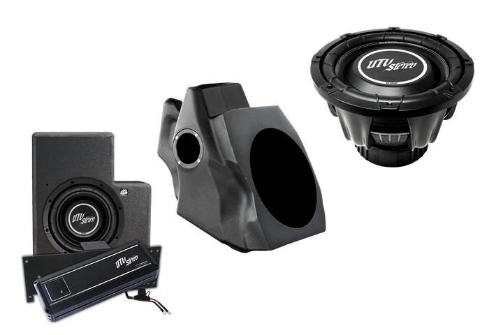 UTV Stereo subwoofer enclosure with amplifier and speaker components