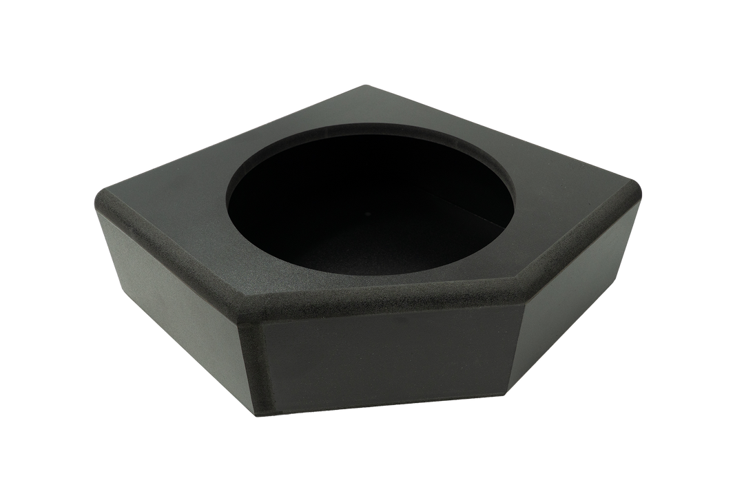 Black pentagonal subwoofer enclosure box