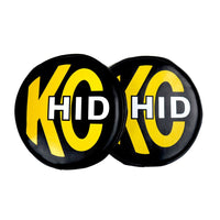 8" Light Cover - Soft Vinyl - Pair - Black w/ Yellow KC HID Logo - # 5818