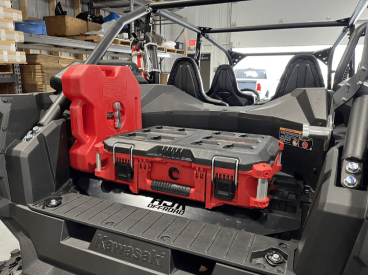 Kawasaki KRX Rotopax Mount by AJK Offroad Installed with One Kit