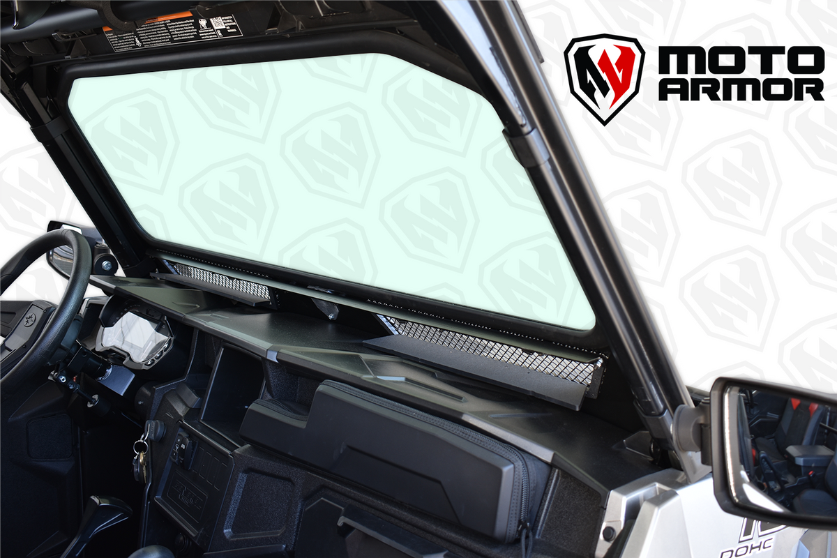 Vented Full Glass Windshield for Polaris General Black