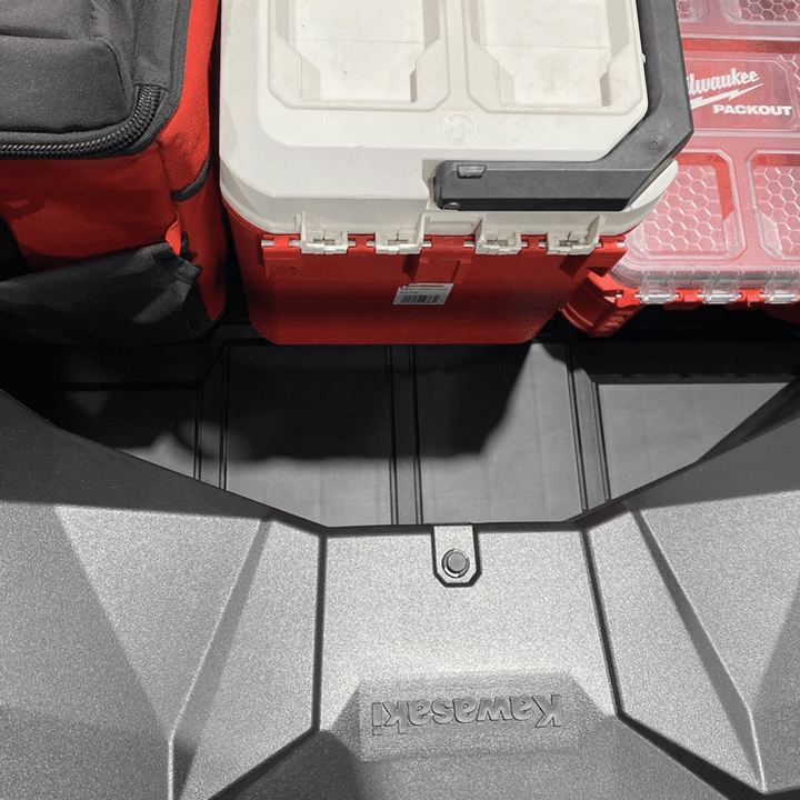 Kawasaki KRX Packout Mount 1.5 by AJK Offroad top down upside down view of room at top of mount